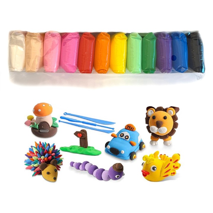 Set plastilina polimerica dp Craft 12 culori multicolor 12x15x3cm