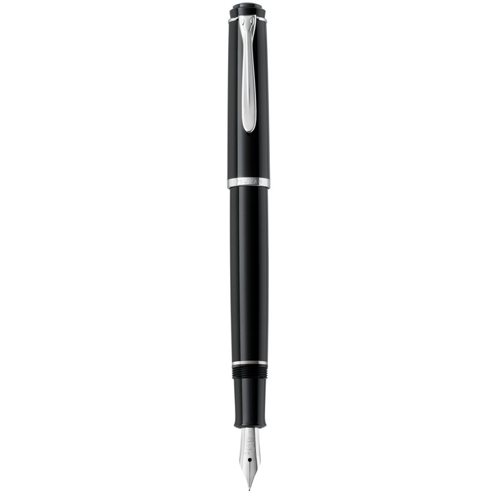 Stilou Pelikan Classic, cu sistem de umplere cu cartuse, varf F, negru, 12,2cm