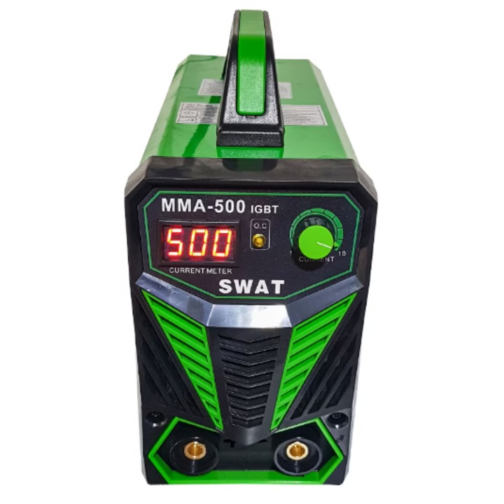 Hegesztőgép, inverteres, Swat-Professional GREEN, MMA500, elektronikus kijelző + Heliomat hegesztőálarc