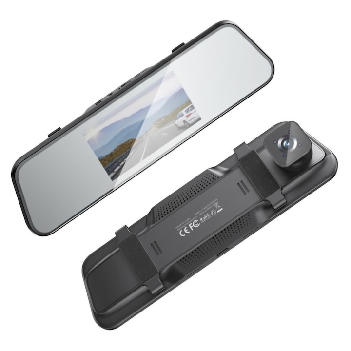 Camera Auto tip Oglinda cu Ecran 5" IPS Touch, Wi-Fi 2.4 GHz, Filmare Full HD 1080p, G-Senzor, Functie Parcare, Suport Loop Recording, Baterie 200mAh, Negru