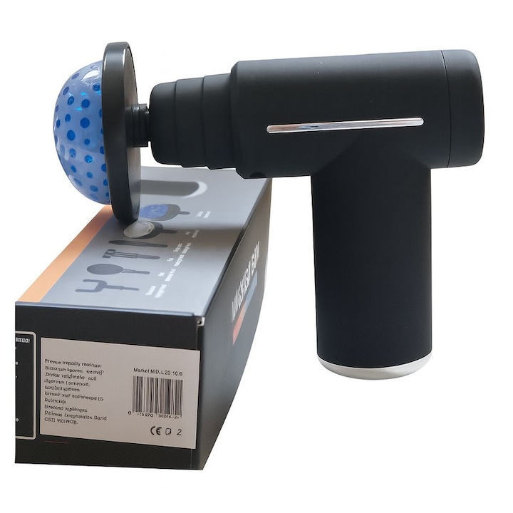 Пистолет за мускулен масаж с топла и студена компресия, 6 акумулаторни глави, за мускулна релаксация и тонизиране, кутия за съхранение, терапевтичен масаж, криотерапевтичен масаж