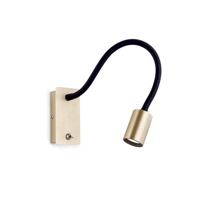 KURT LED fali lámpa flexibilis karral 46cm, LED 5W/300lm/3000K alumínium matt sárgaréz kivitelben IP20 ORION