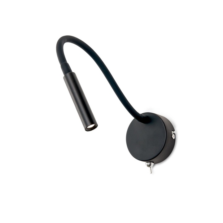 FLEXI LED fali lámpa flexibilis karral 49cm, LED 3W/150lm/3000K acél fekete IP20 ORION