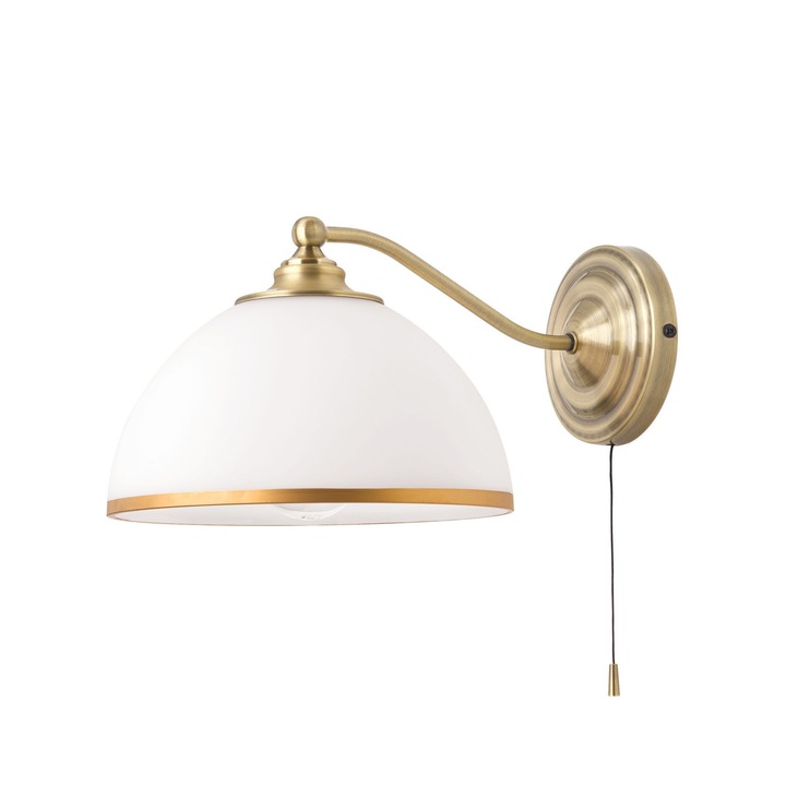 OLD LAMP fali lámpa, matt opál üvegernyővel, E27 1x40W acél antik sárgaréz kivitelben, 16-22cm IP20 ORION