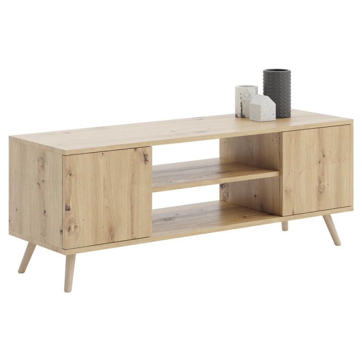 Comoda RTV Kobi Focus, scandinava, stejar, 155x45x50cm