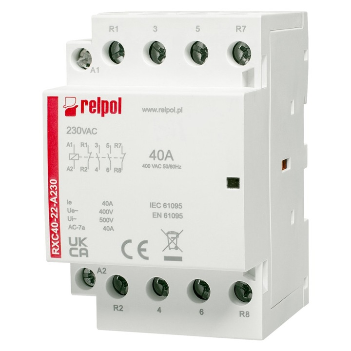 Contactor de instalare Relpol, 2NO + 2NC, 40A, 230 VAC RXC40-22-A230