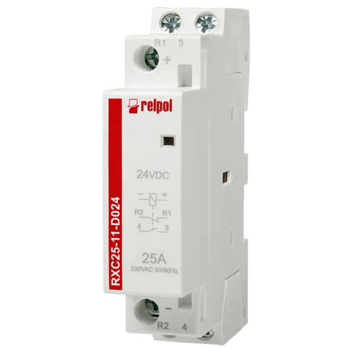 Relpol installációs kontaktor 1 NO + 1 NC, 25A, 24 V DC RXC25-11-D024