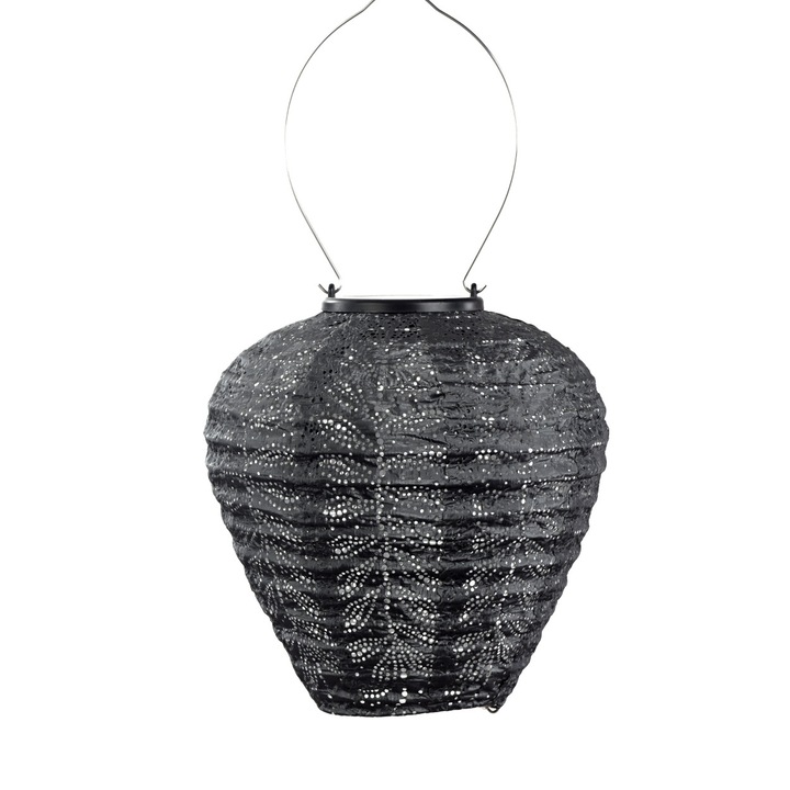 Lanterna Solara, Lumiz, Balloon 20, 20 x 20 Cm, Forma Rotunda, Fara Cablu, Alimentata Cu Soare, Lumineaza Cu Lumina LED Delicata, Usoara Si Rezistenta La Apa, Ideala Pentru Balcon, Terasa Si Gradina, Gri Inchis