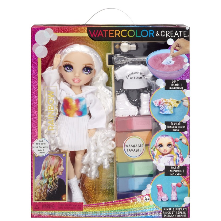 Set papusa cu accesorii Rainbow High Watercolor Create