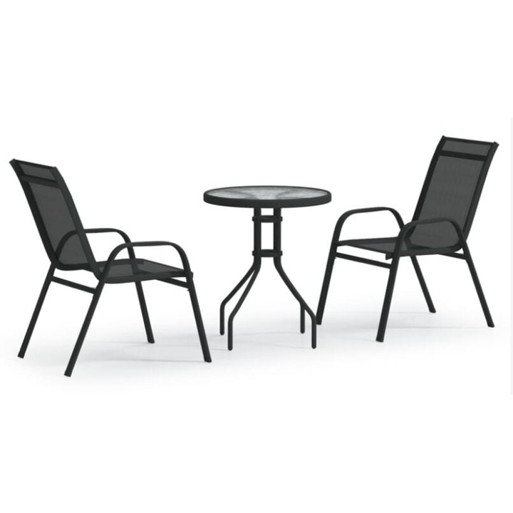 Set mobilier gradina/balcon, TerraLounge, 3 piese, negru