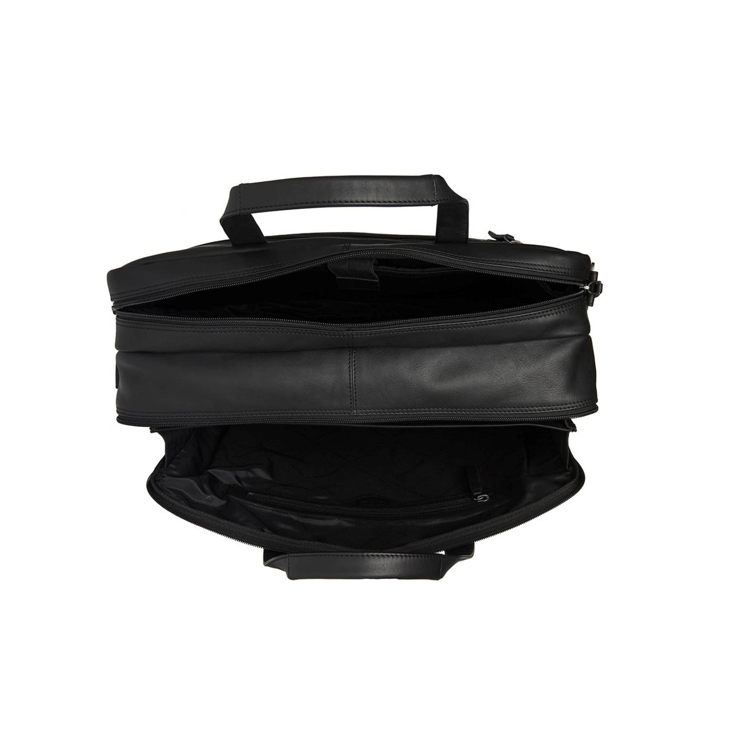 Geanta laptop The Chesterfield Brand Nivano, piele naturala si nylon, negru, pentru laptop 17 inch, 40x7x30cm