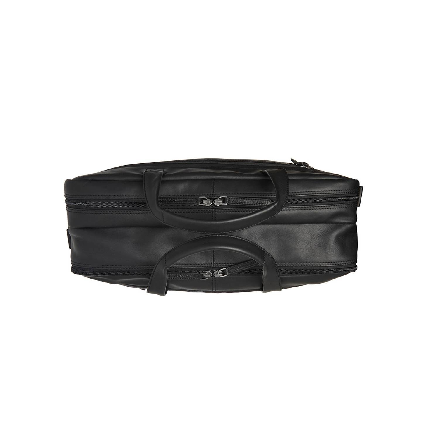 Geanta laptop The Chesterfield Brand Nivano, piele naturala si nylon, negru, pentru laptop 17 inch, 40x7x30cm