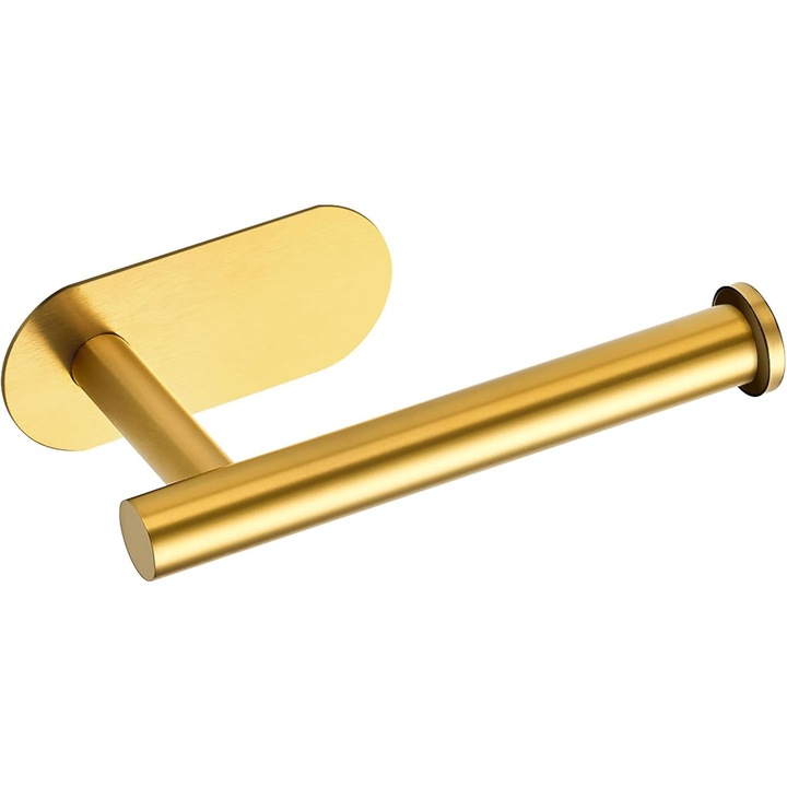 Suport Hartie Igienica 3M Ultra-Rezistent Mondesa®, Fixare Autoadeziva, Montare Fara Gaurire, Aspect Premium, Instalare usoara, Design Modern, Elegant si Durabil, Rezistent la Zgarieturi, Inox Auriu