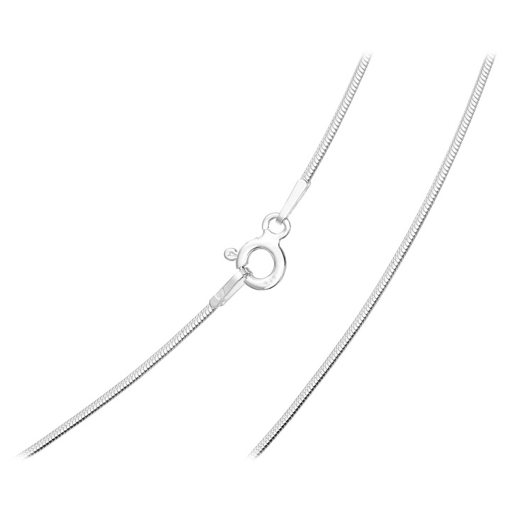 Lant din argint cu model sarpe rotund, zale scurte din argint 925, 0,9 mm, 35 cm