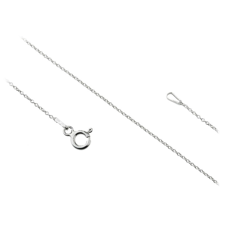 Lant Ankier din argint, 1.2 mm, tesatura universala neteda, scurt, argintiu, 35 cm