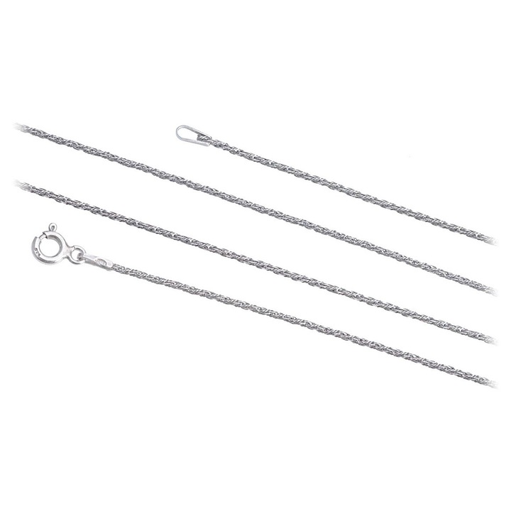 Lant de argint rasucit cu coada de vulpe impletita, alb decorativ, lung 1,1 mm, 70