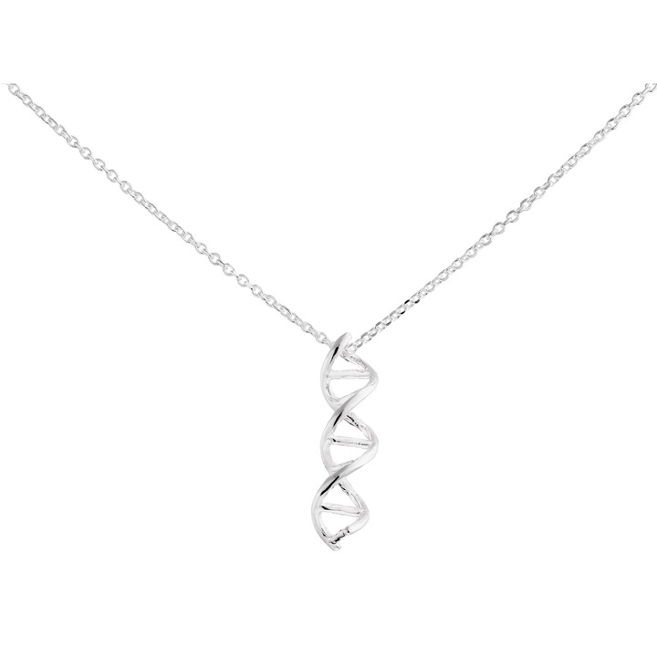 Colier din argint cu model delicat neobisnuit cu spirala ADN, Ankier din argint 40cm