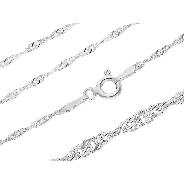 Lantisor subtire de argint Siju, tip Singapur, 1,5mm, 42cm