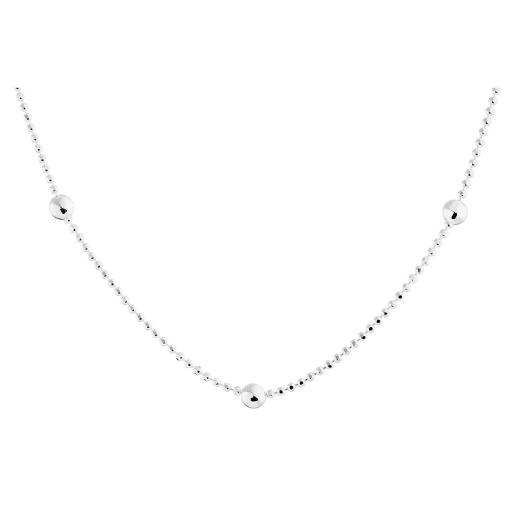 Lant decorativ cu bile de diamant din argint 1mm cu bile de 3mm 45cm