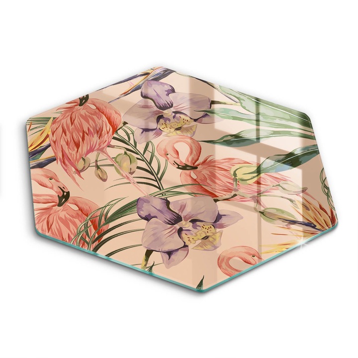 Üveg vágódeszka, Wallfluent, Flamega illusztráció, h40 cm, Szürke