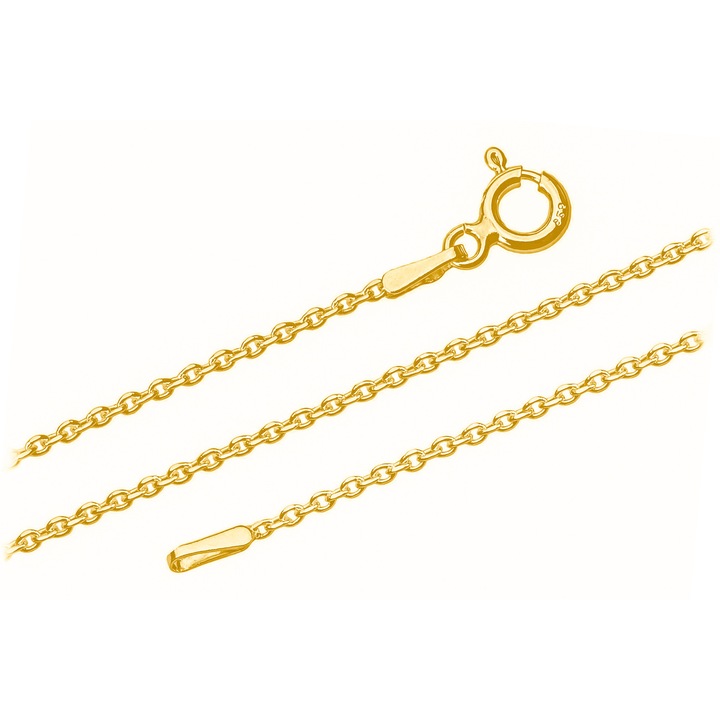 Lant Ankier din aur, 1,2 mm, argint 925 placat cu aur, tesatura fina, pentru femei, 70 cm