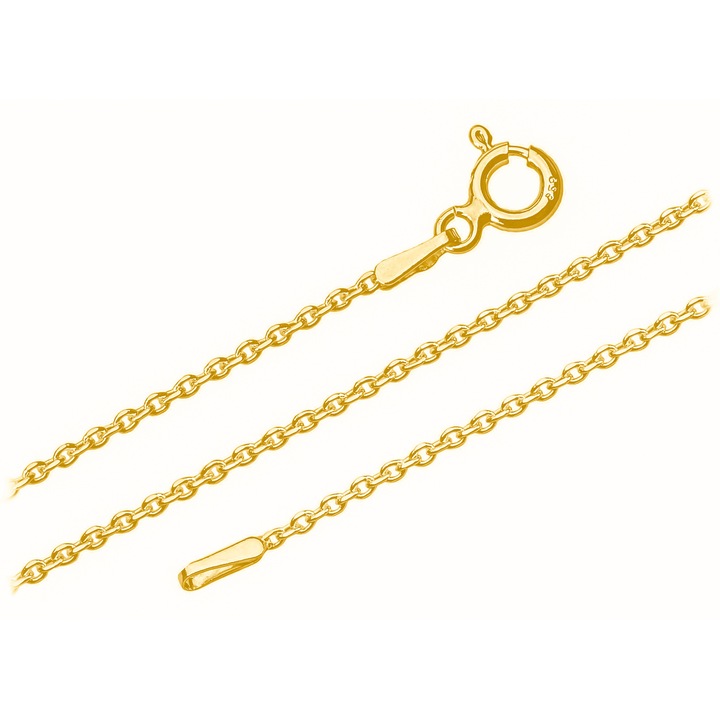 Lant din aur, 1,4 mm, argint 925 placat cu aur, tesatura fina, pentru femei, 35 cm