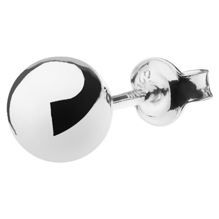 Cercel argint bila 6 mm argint 925 cu stift neted biluta cu stift bila