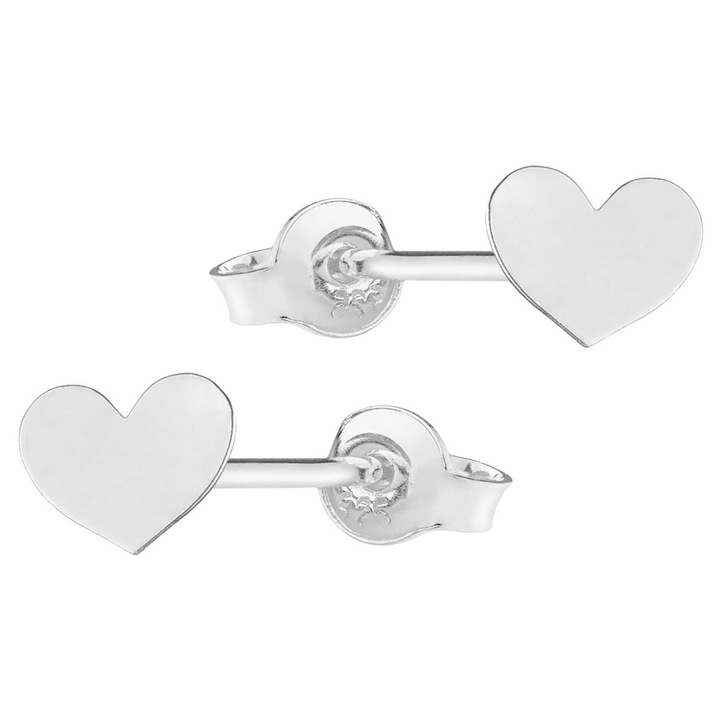 Cercei din argint cu inimioare mici, cercei cu suruburi, cercei cu suruburi din argint 925