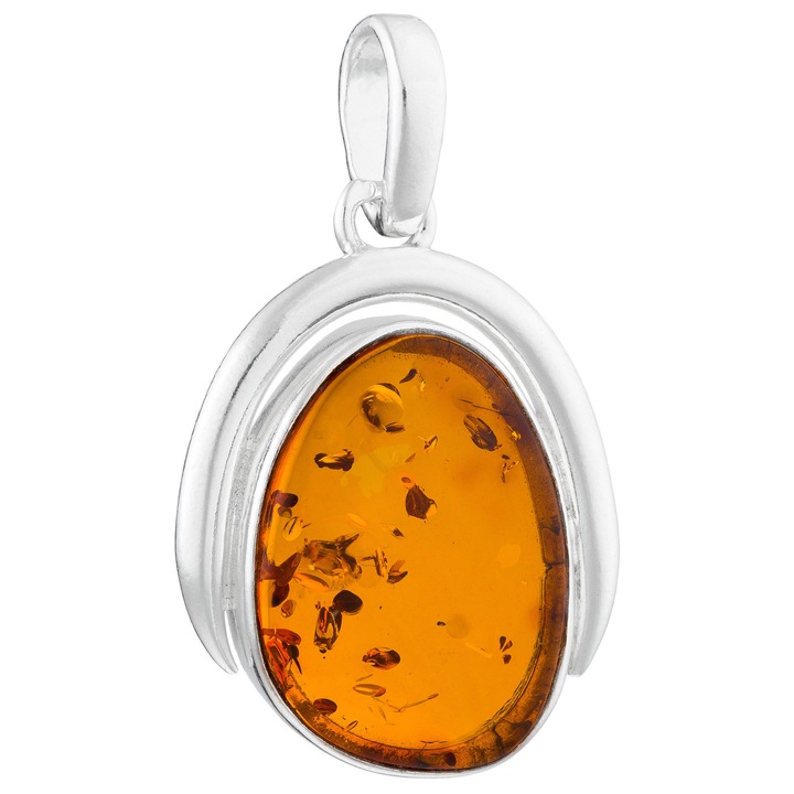 Pandantiv UNIC mare din argint, lucrat manual, cu chihlimbar baltic