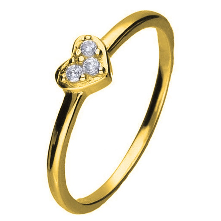 Inel de aur cu inima din zirconiu, Siju, argint 925, hipoalergenic, marimea 12