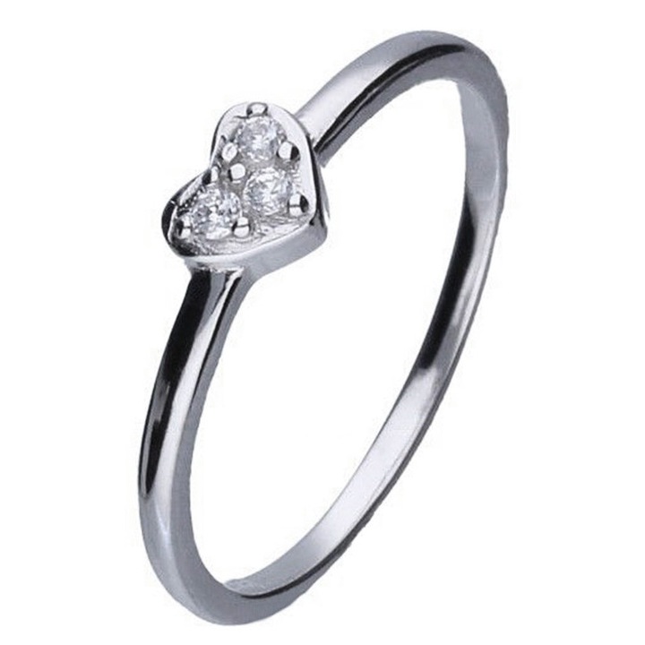 Inel minimalist din argint, Siju, inima, 14