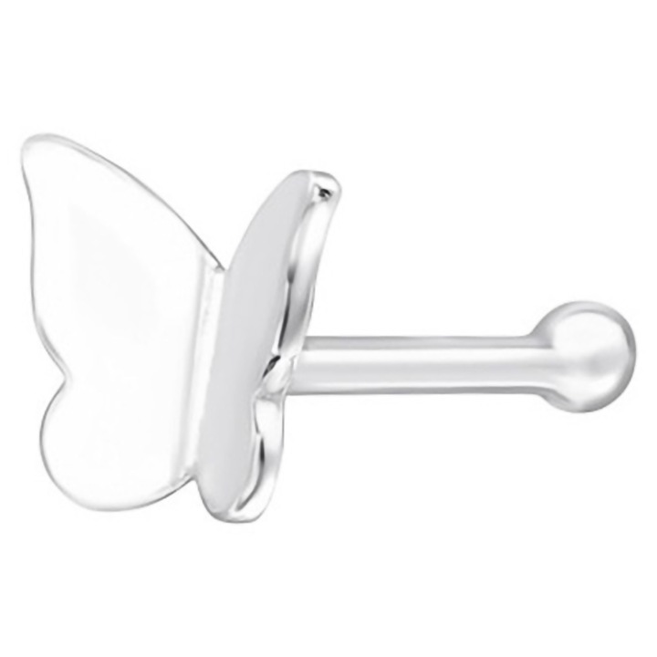 Piercing nazal din argint cu forma de fluture de 3,9 mm, argint 925