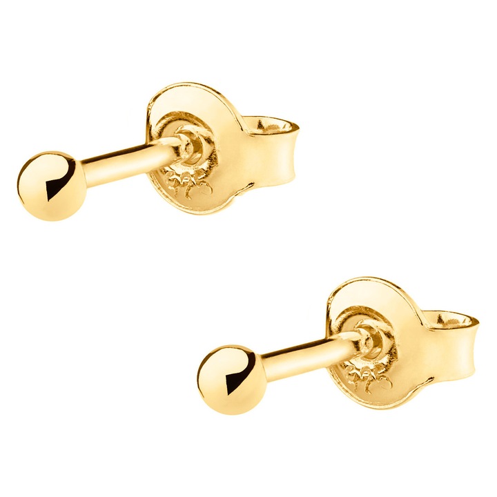 Cercei din argint placat cu aur, Siju, 2 mm