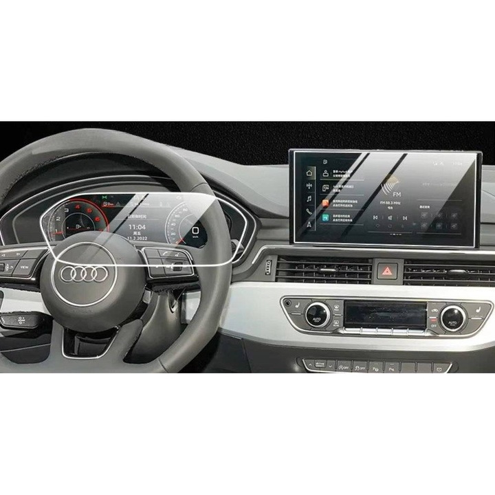 Folie pentru Audi S4 2022-2024 ecran navigatie + display ceasuri, King Protection, Ultra-Rezistenta, Claritate Cristalina, Aplicare Usoara