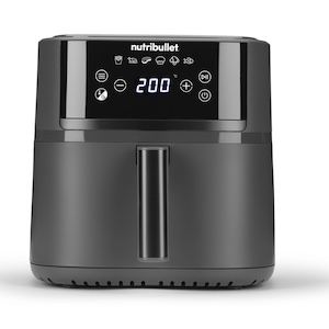 Friteuza cu aer cald Nutribullet CrispLite NBA0611DG, sertar si grill ceramic, 1700 W, 6L, 6 programe automate, display digital, gatire fara ulei, gri inchis