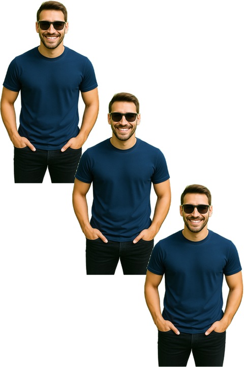 Set 3 triouri barbati bumbac de vara, Albastru marin