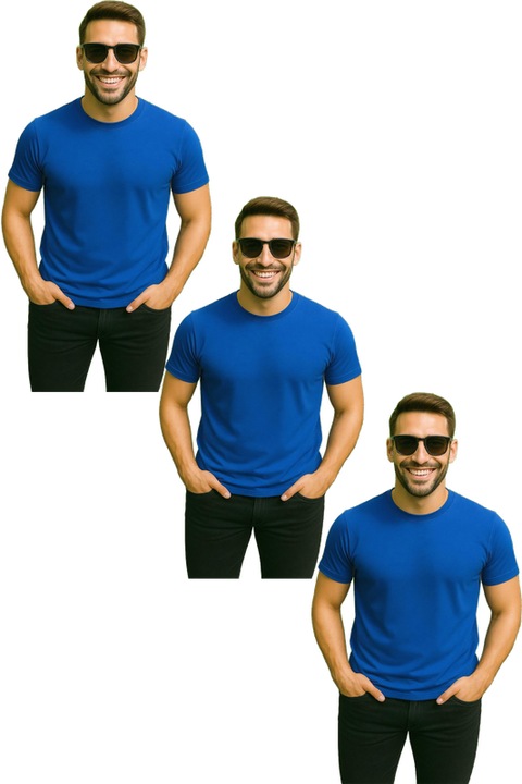 Set 3 triouri barbati bumbac de vara, Albastru royal