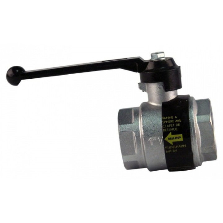 Robinet sferic Caleffi 1 inch cromat cu supapa de retinere