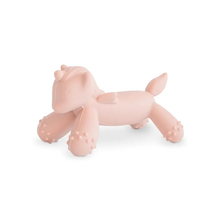 Jucarie pentru dentitie in forma de unicorn, Mushie, roz