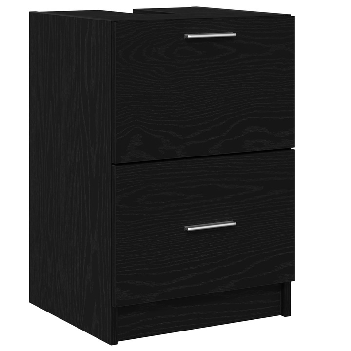 Dulap lavoar vidaXL, 40x37x59 cm, MDF, 2 sertare, finisaj mat, negru