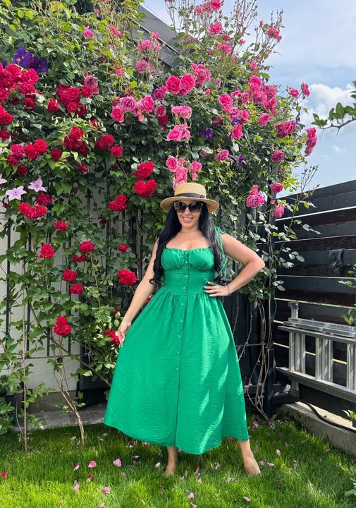 Laza szabású viszkóz ruha – pasztellzöld nyári, SM INTL méret