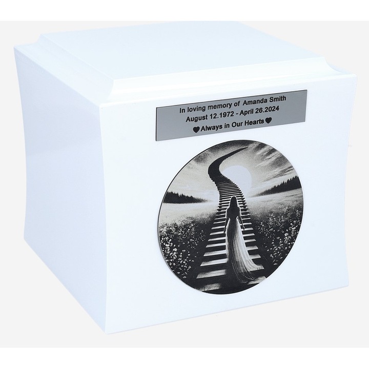Urna crematorie pentru femei, Remember Forever, Schody do Nieba, lemn, negru/alb
