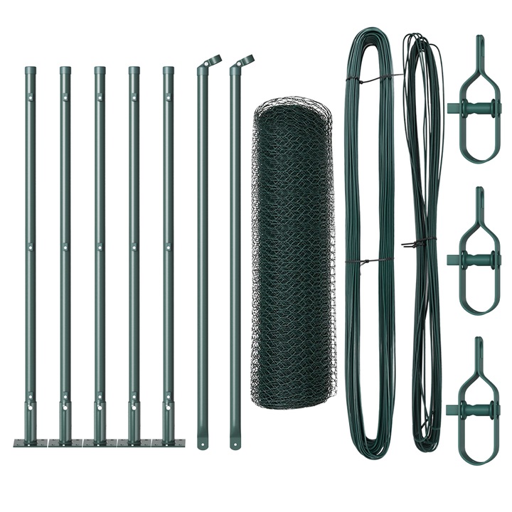 Gard hexagonal vidaXL, Verde, 0.5x10 m, Otel, 8.8 kg