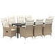 Set de 9 scaune de gradina reglabile cu perne, polirattan bej, vidaXL