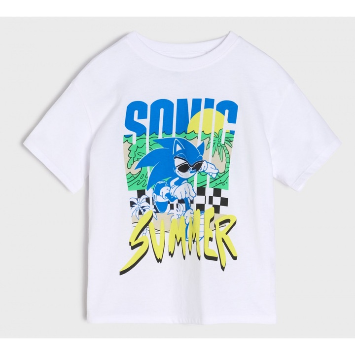 Tricou bumbac Sonic Summer 31483, Alb