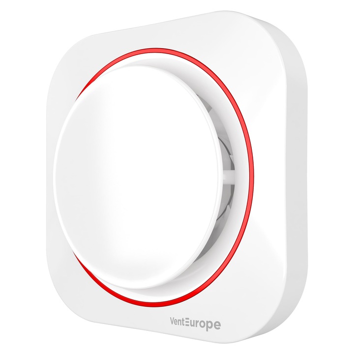 Вентилатор за баня VentEurope ROUND100BD, диаметър 100 мм, дебит 105 м³/ч, възвратен клапан, IP24, 2 скорости, 17W безшумен, икономичен, скъсен фланец, бял