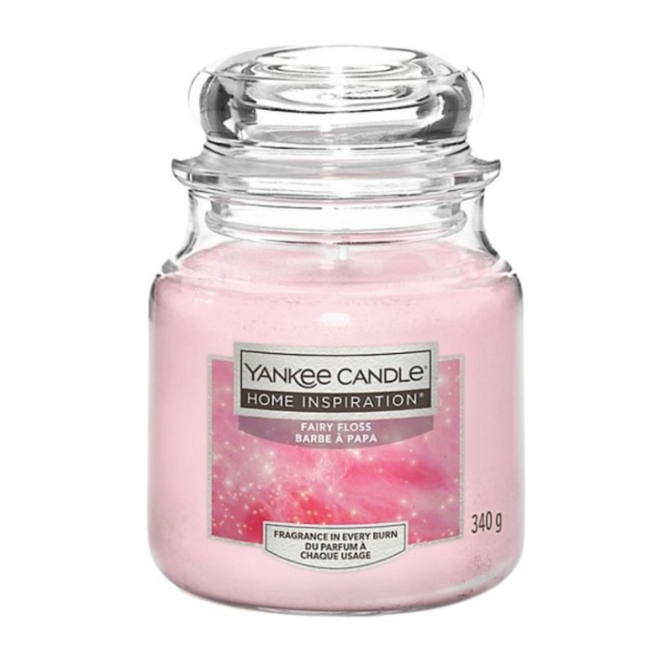 Свещ Yankee Candle Fairy Floss, аромат на малина, ананас, божур, 340 г