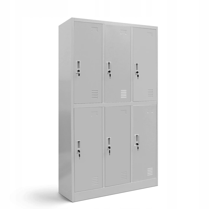 Dulap scolar Jan Nowak Igorek Otel, 6 usi gri 90x150x45cm