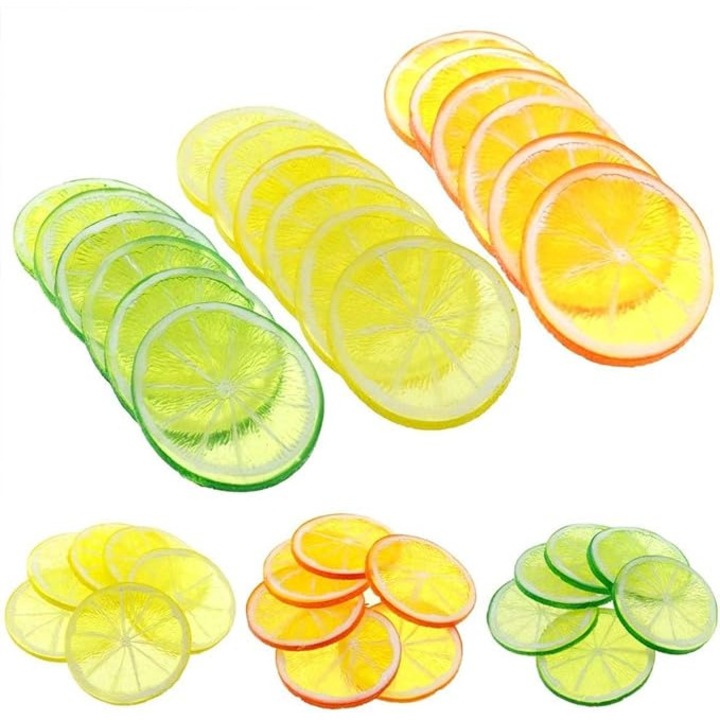 Felii artificiale de lamaie, set 30 bucati, multicolor, 5cm