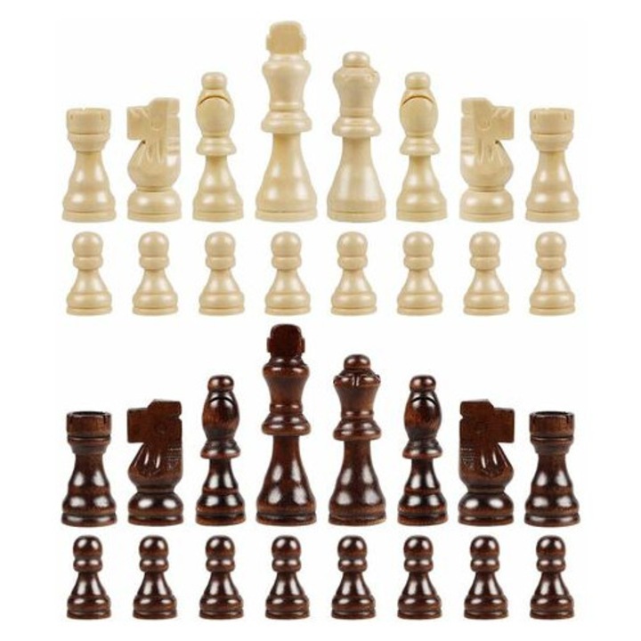 Set 32 piese de sah din lemn, 40cm, inaltime 75mm